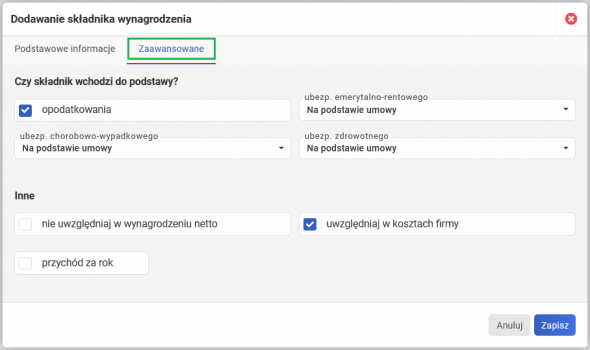 Dodatki i potrącenia dla zleceniobiorców - zaawansowane