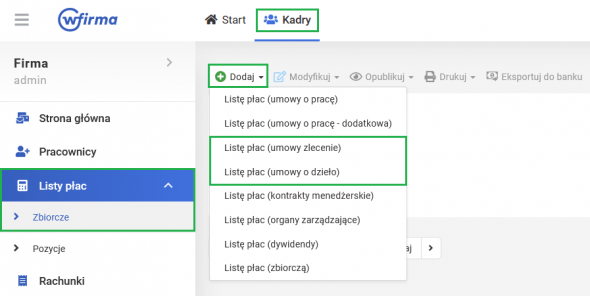 Dodatki i potrącenia dla zleceniobiorców - lista płac