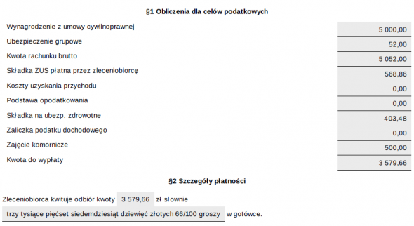 Dodatki i potrącenia dla zleceniobiorców na rachunkach