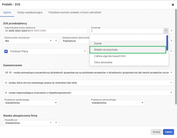 Składki od przychodu - wybór schematu