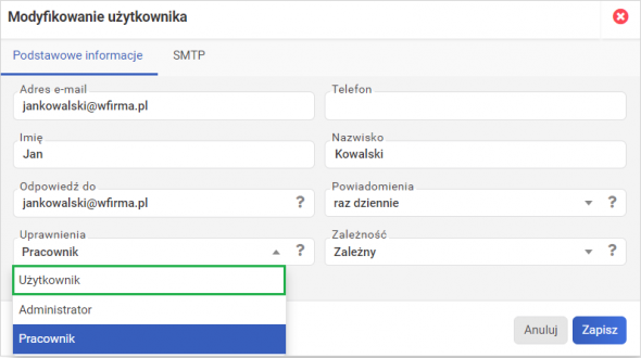 Panel ePracownik - zmiana uprawnień