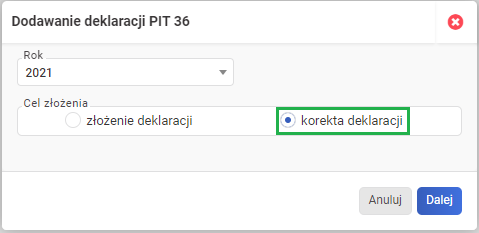 Korekta zeznania rocznego