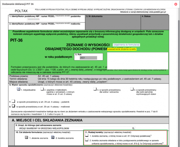 Korekta zeznania rocznego