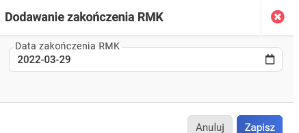 Przerwanie metody rozliczania kosztów data