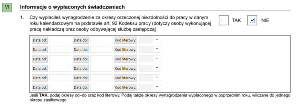 z-3a - informacja o wypłacie świadczeń