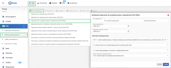 Rozliczenie osób współpracujących - ZUS ZWUA