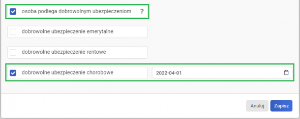 Przystąpienie do dobrowolnego ubezpieczenia - dodawanie zgłoszenia