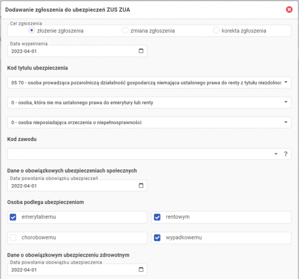 Przystąpienie do dobrowolnego ubezpieczenia - ZUA