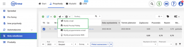 Nota odsetkowa - fakturowanie, wysyłka