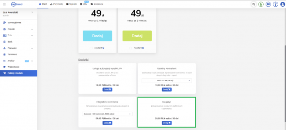 dodatki wFirma - magazyn