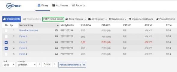 Przedłużanie pakietów w biurze - Akcja przedłuż