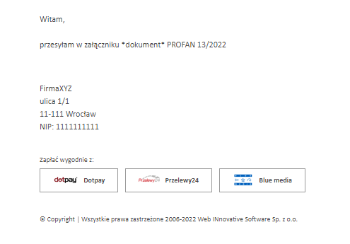 Integracja z Blue Media - Wiadomość