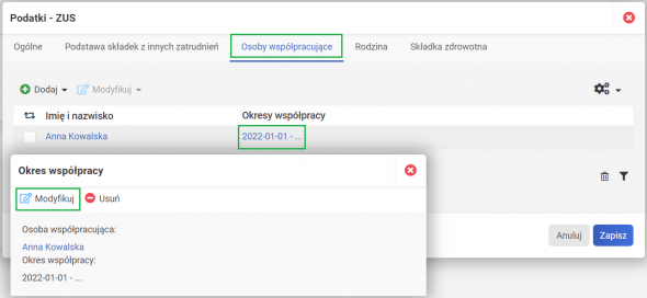 Zasiłek macierzyński osoby współpracującej - modyfikacja okresu wspólpracy