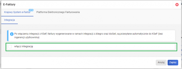 KSeF - włączanie integracji