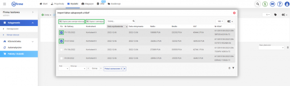 KSeF - wersje robocze zaimportowanych faktur zakupu