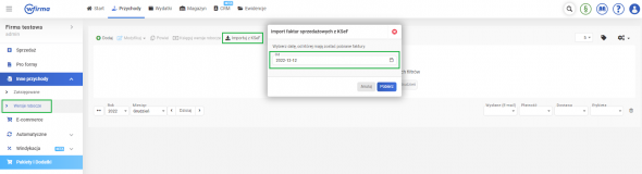 KSeF - import faktur sprzedażowych