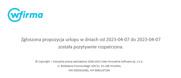 Akceptacja wniosku urlopowego pracownika przez pracodawcę - Wiadomość