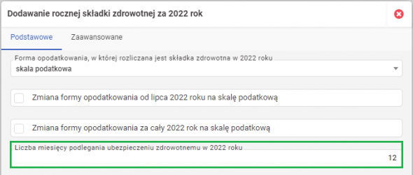 Roczne rozliczenie składki zdrowotnej - liczba miesięcy podlegania ubezpieczeniu zdrowotnemu