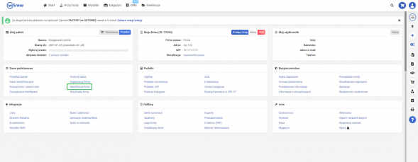 Weryfikacja firmy w systemie wFirma.pl