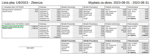 Rozliczanie zasiłków - Lista płac