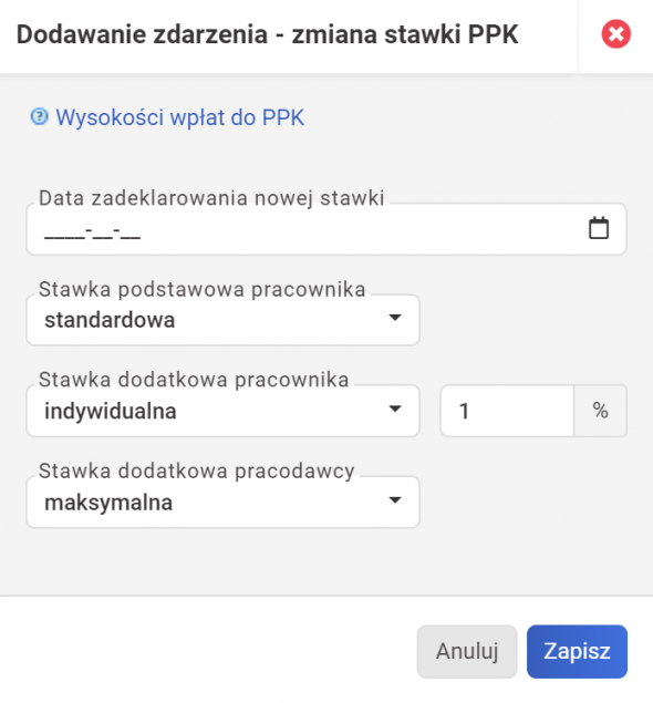 Zmiana stawki wpłat do PPK