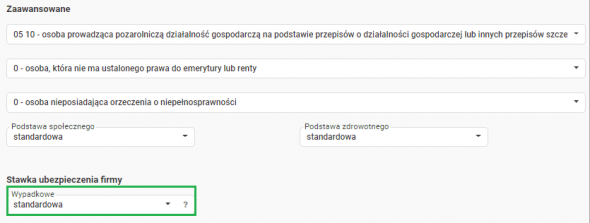 Schemat składek zus - stawka ubezpieczenia wypadkowego