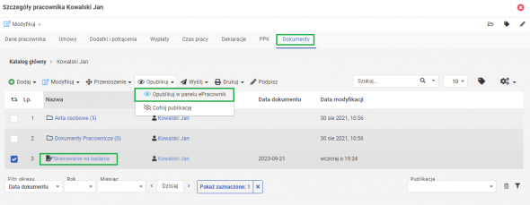 panel epracownik - dokumenty dla pracownika