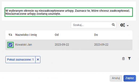 panel epracownik - brak zaakceptowanego urlopu