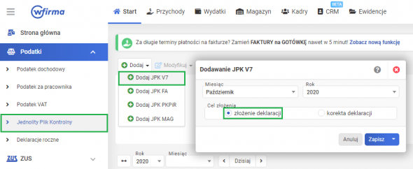 JPK V7 - przy miesięcznym rozliczaniu podatku