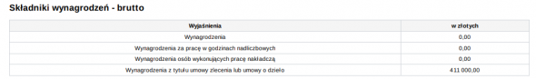 Raport pomocniczy na potrzeby zestawienia GUS - składniki wynagrodzenia